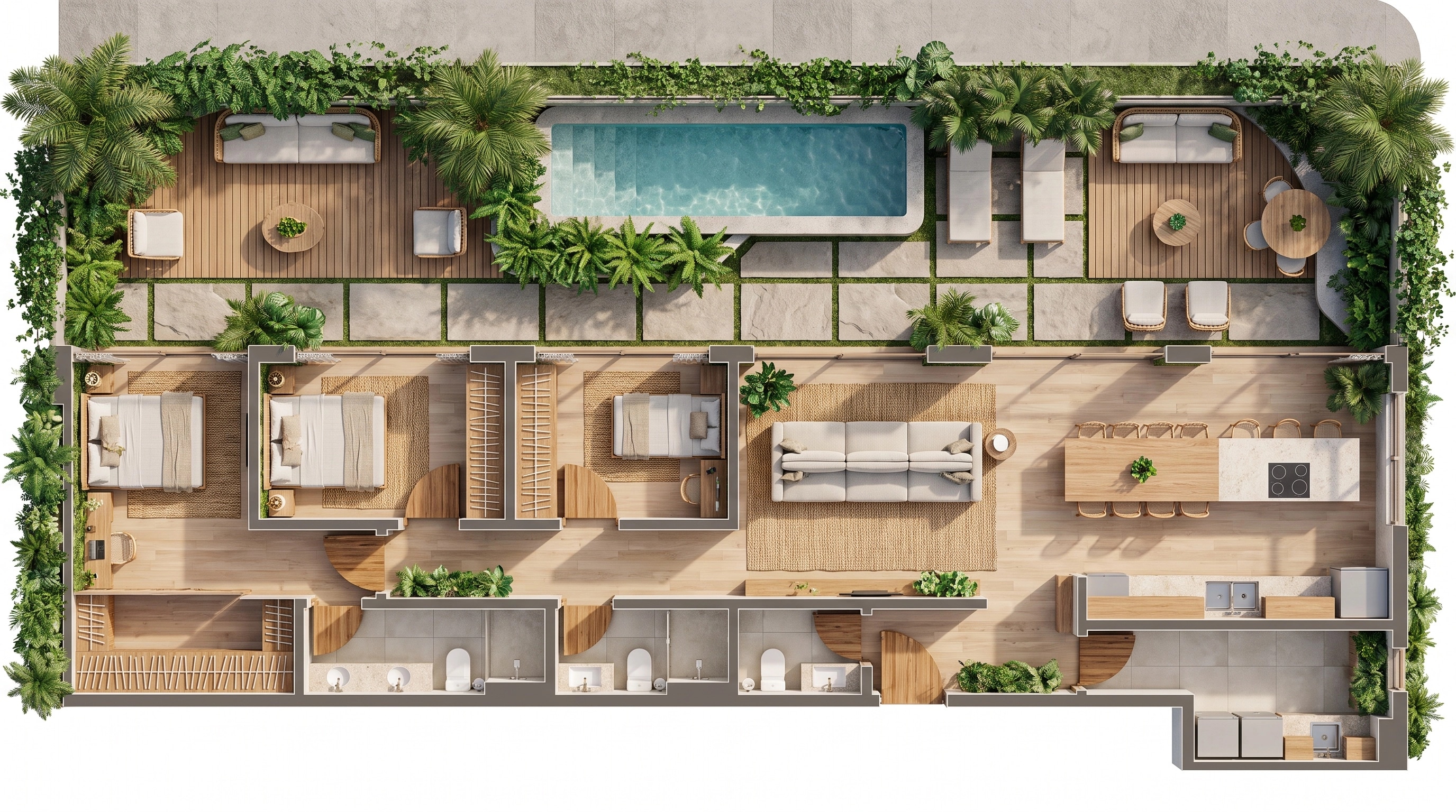 Biophilic Living Room design — interior photo by GenRoom AI