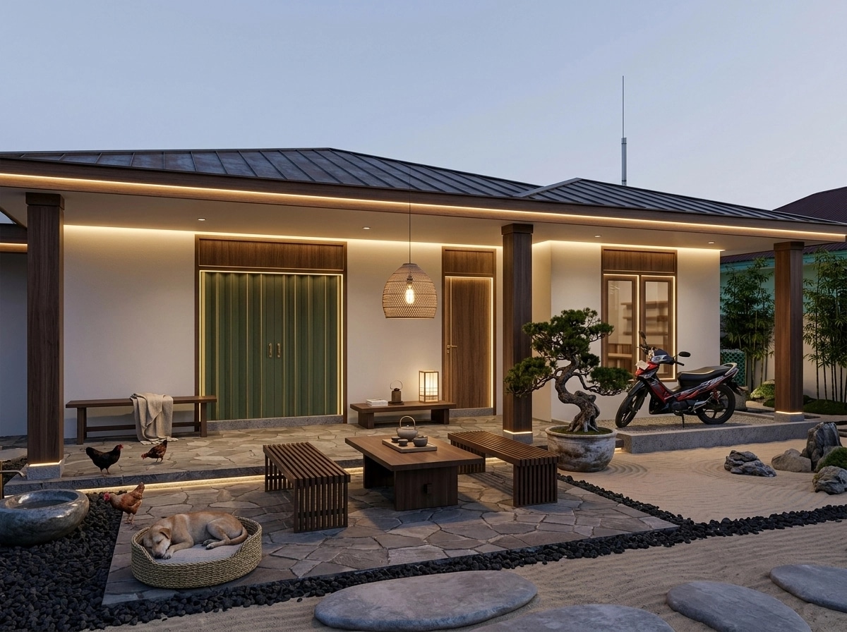 Interior design in Japandi style — terrace by GenRoom AI