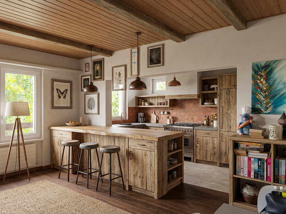 Kitchen interior in Rustic style — photo by GenRoom AI