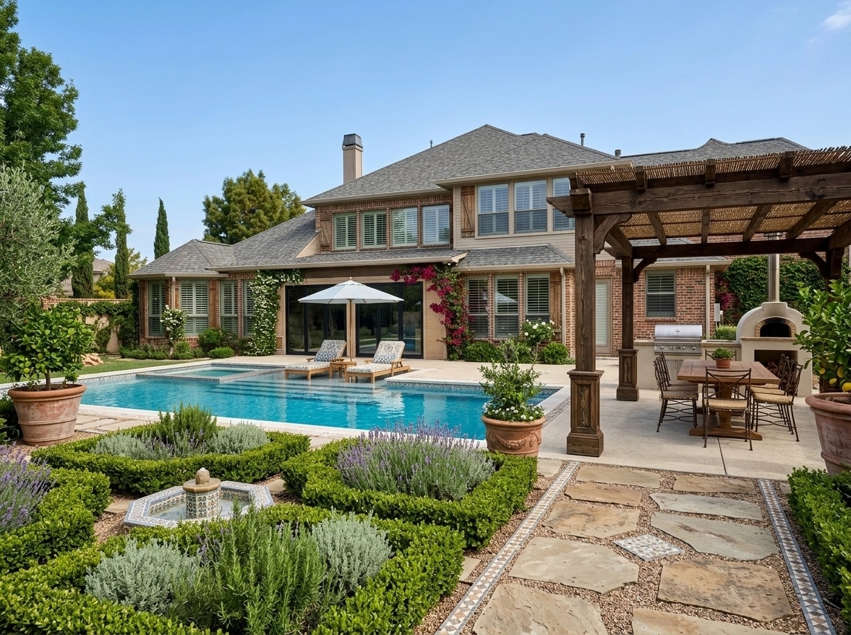 Landscape design in Mediterranean Yard style — Yard by GenRoom AI