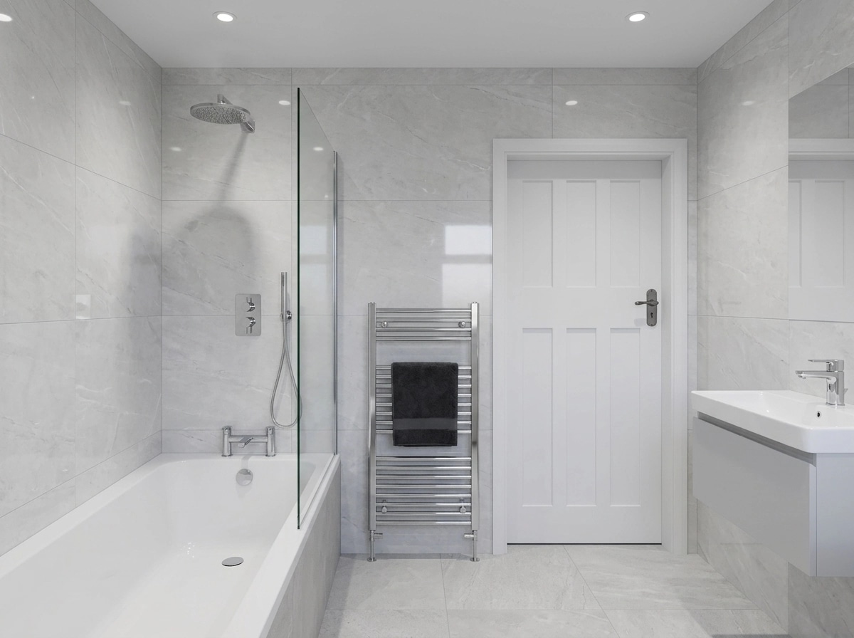 Bathroom interior in Minimalism style — photo by GenRoom AI