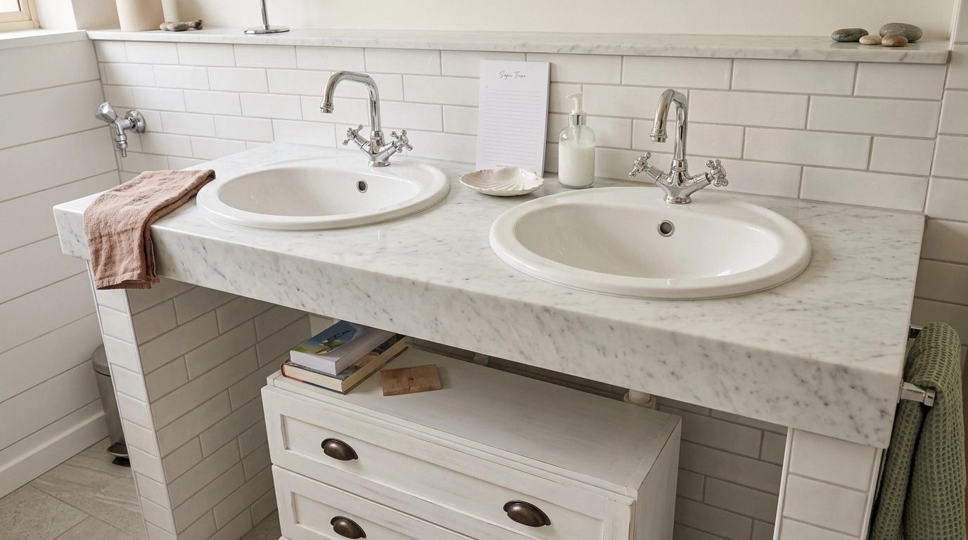 Bathroom interior in Modern Farmhouse style — photo by GenRoom AI