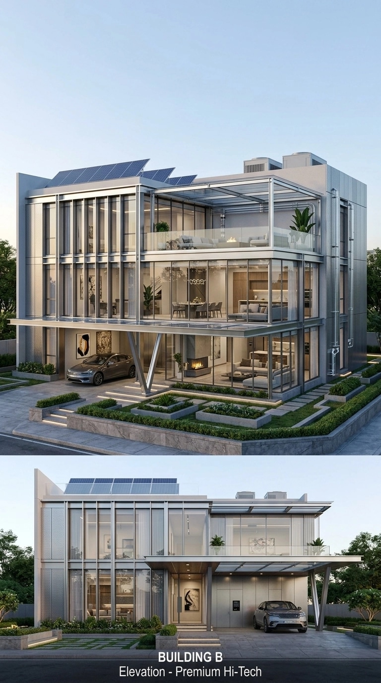 Hi-Tech Facade Facade design — facade photo by GenRoom AI