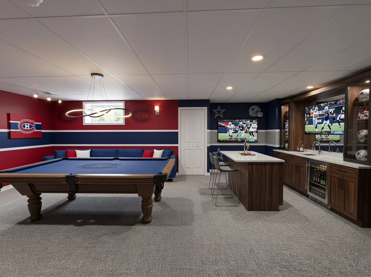 Interior design in Contemporary style — basement by GenRoom AI