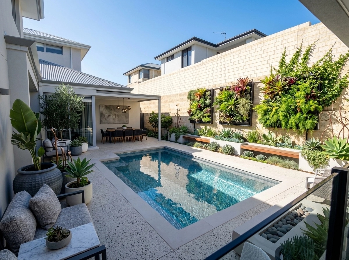 Design paisagístico em estilo Contemporary Yard — Jardim por GenRoom AI