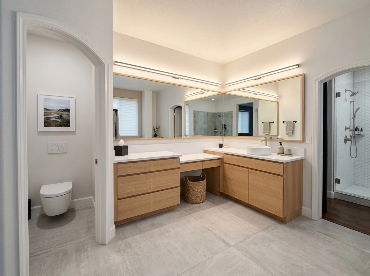 Scandinavian Bathroom design — interior photo by GenRoom AI