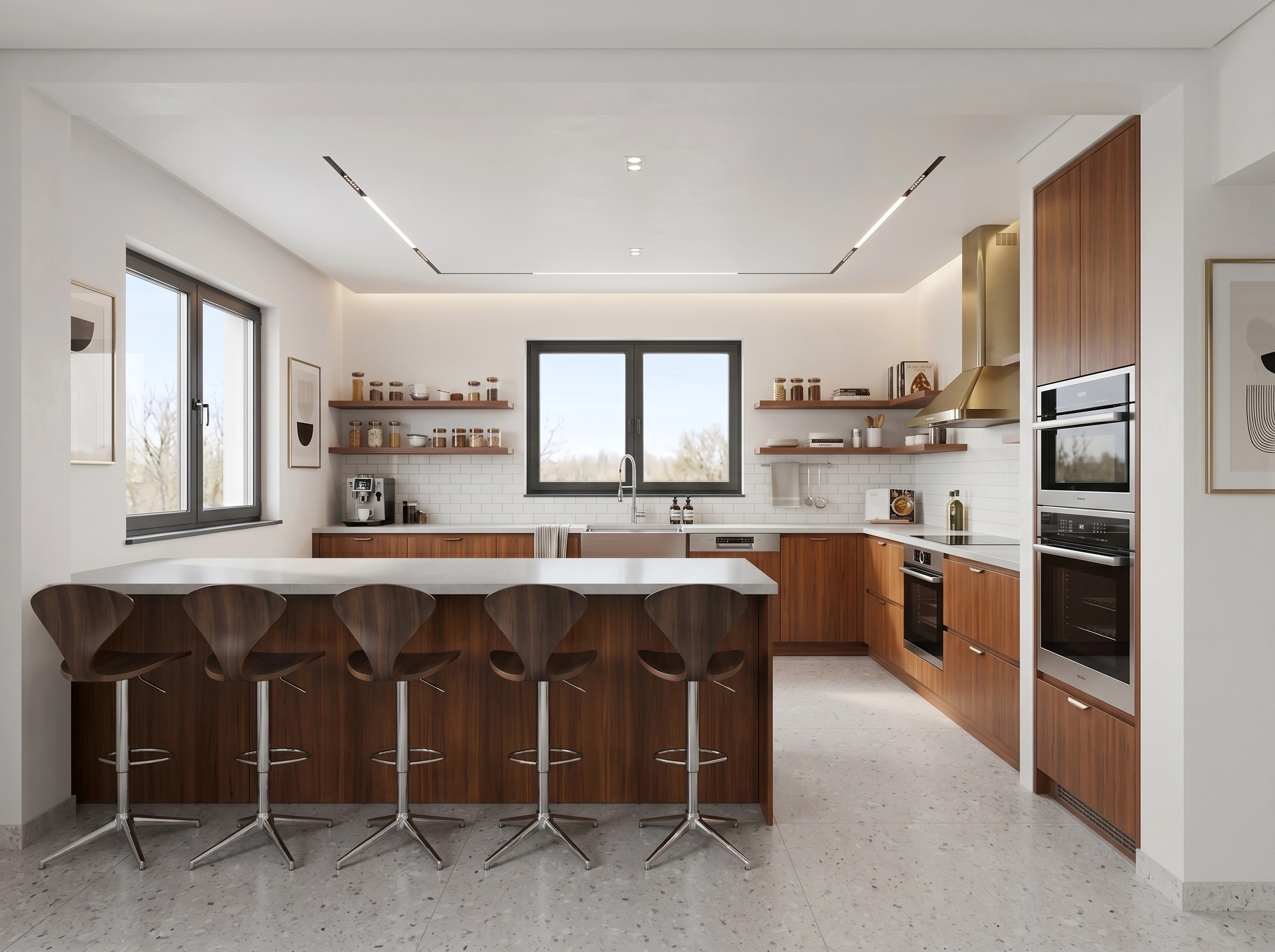 Interior design in Mid-Century Modern style — Kitchen by GenRoom AI