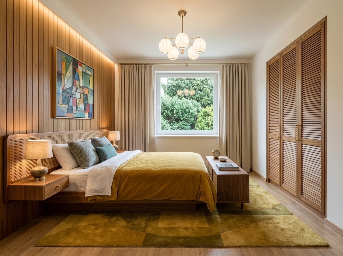 Interior design in Mid-Century Modern style — Bedroom by GenRoom AI