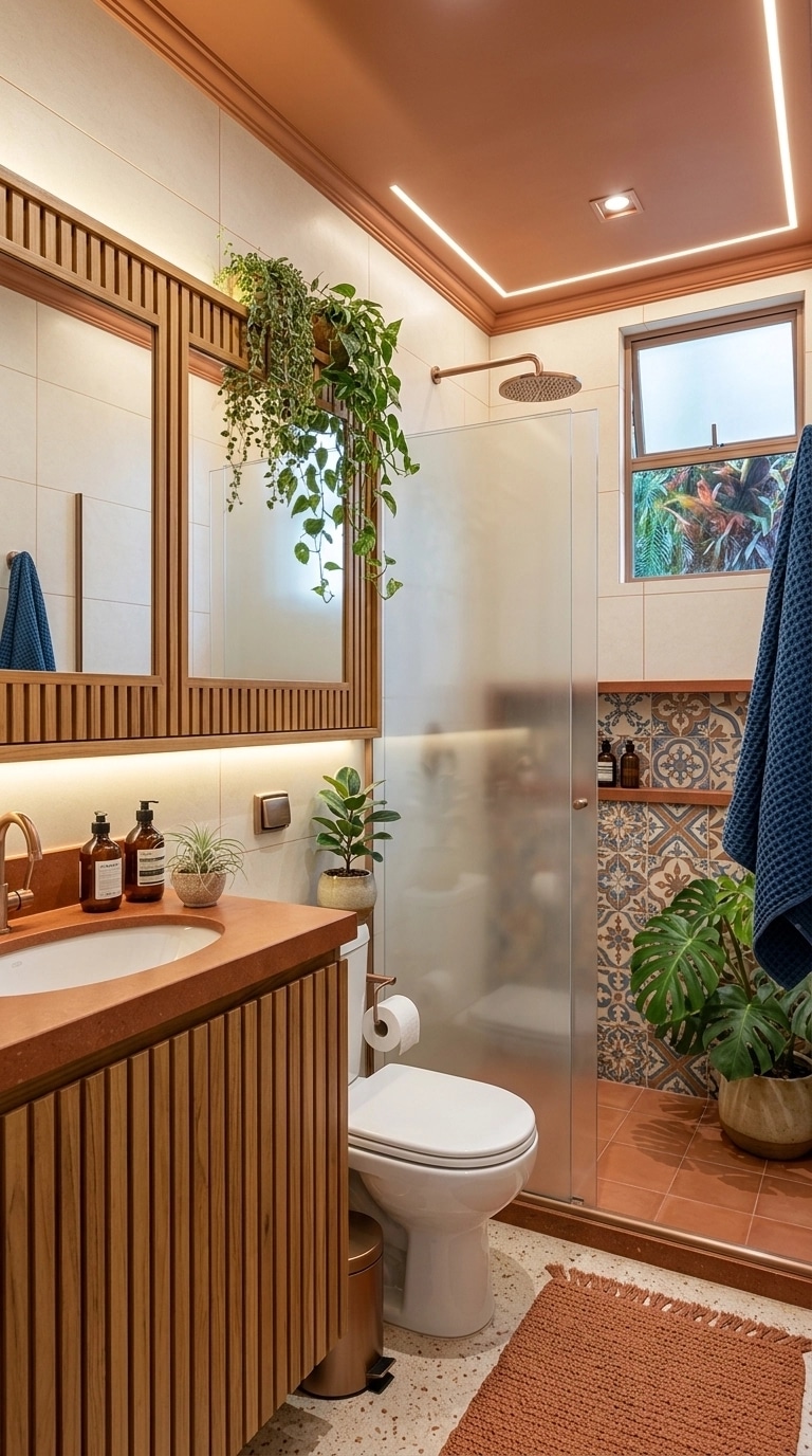 Bathroom interior in Biophilic style — photo by GenRoom AI