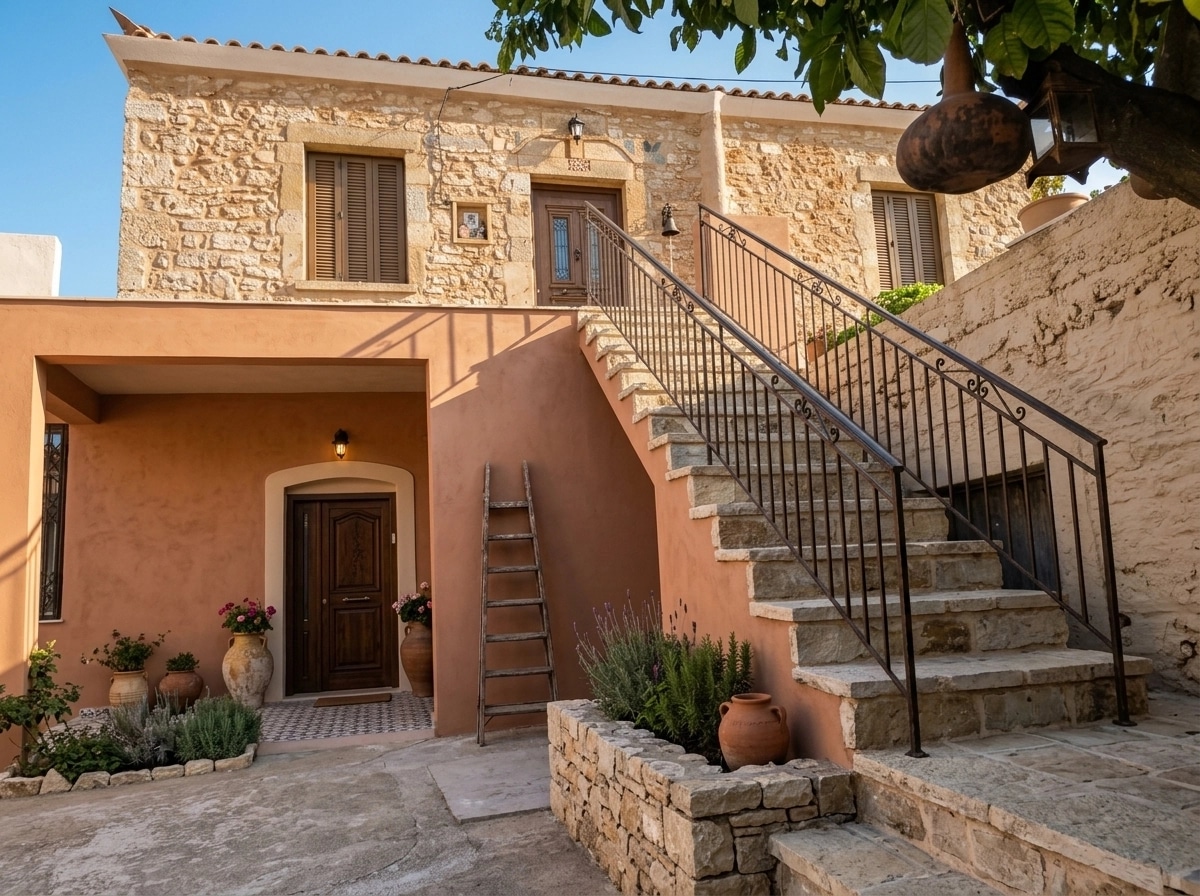 Facade design in Mediterranean Facade style — photo by GenRoom AI