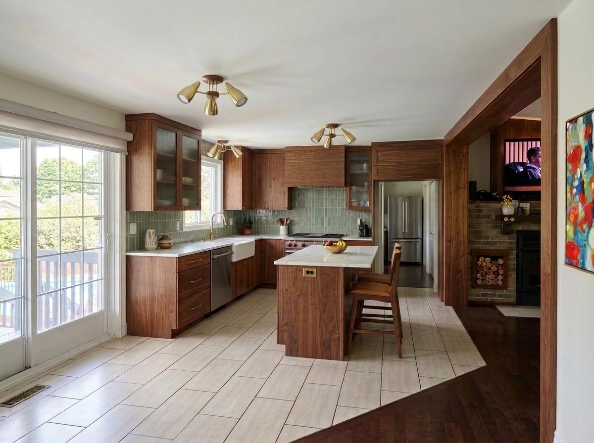 Kitchen interior in Mid-Century Modern style — photo by GenRoom AI