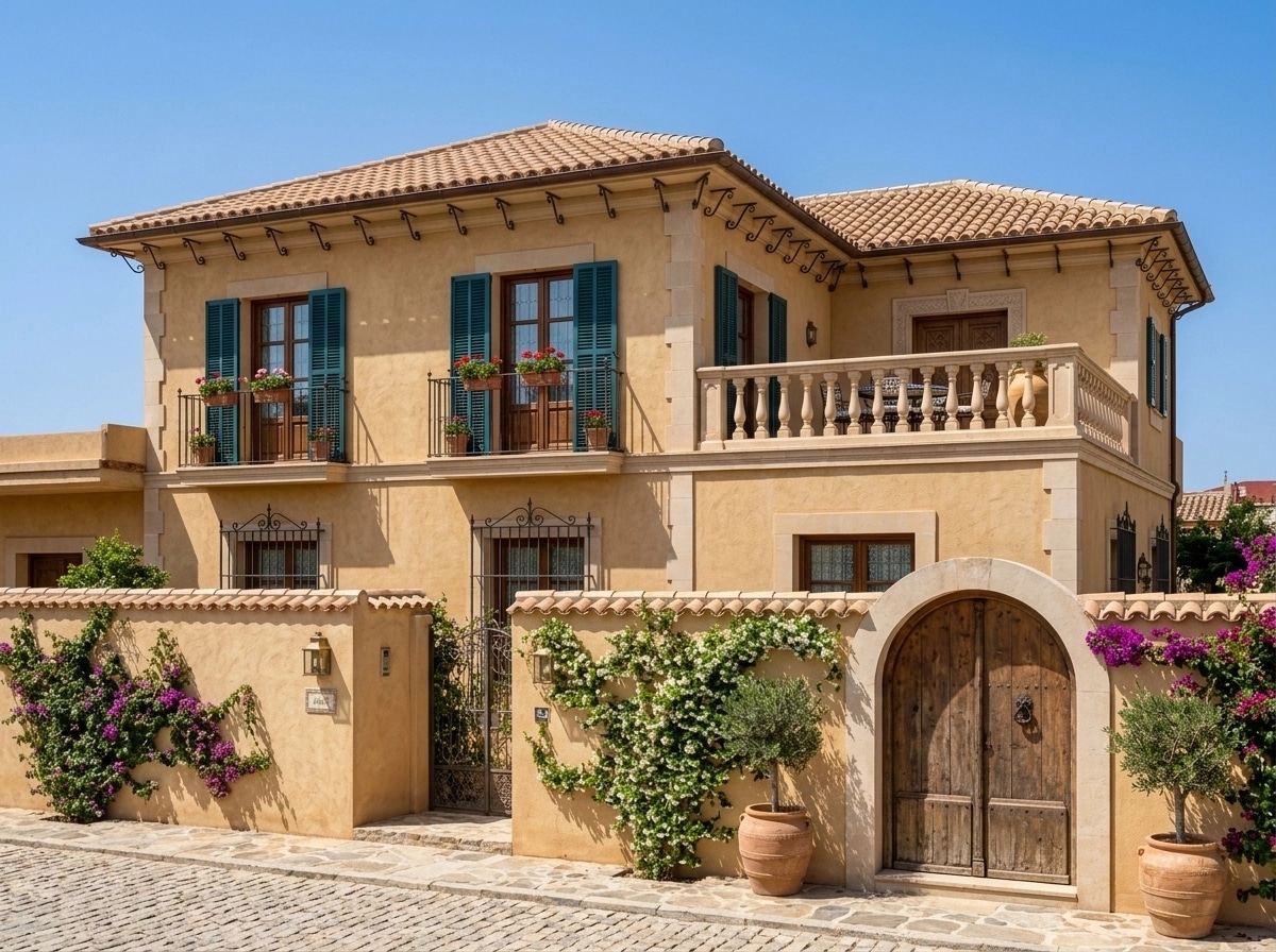 Facade design in Mediterranean Facade style — photo by GenRoom AI