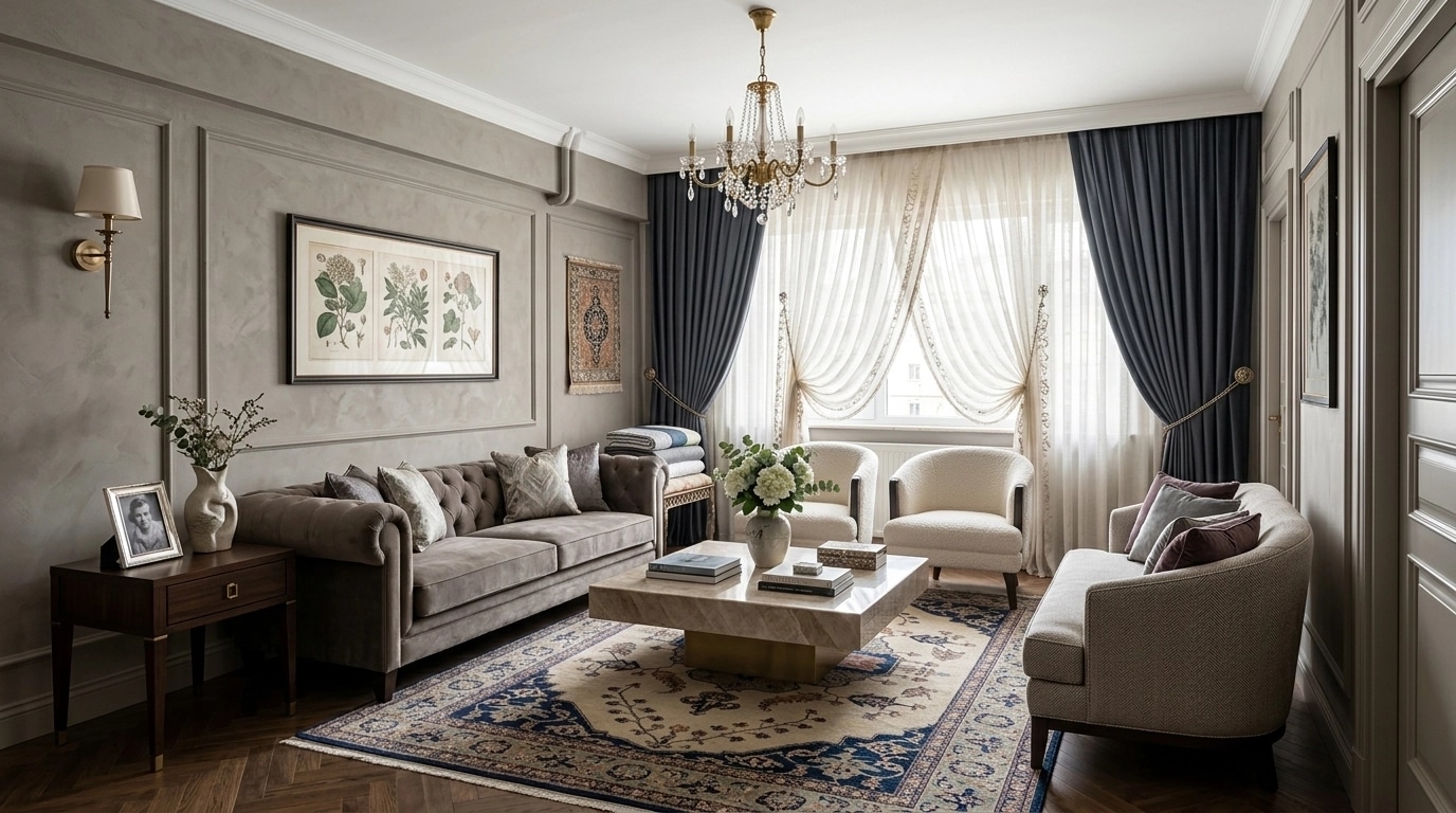 Transitional Living Room design — interior photo by GenRoom AI