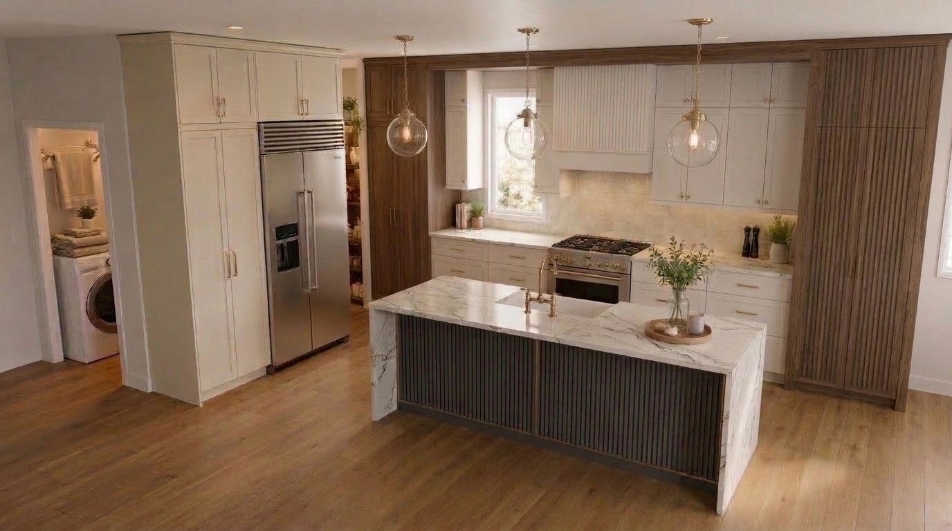Kitchen interior in Transitional style — photo by GenRoom AI
