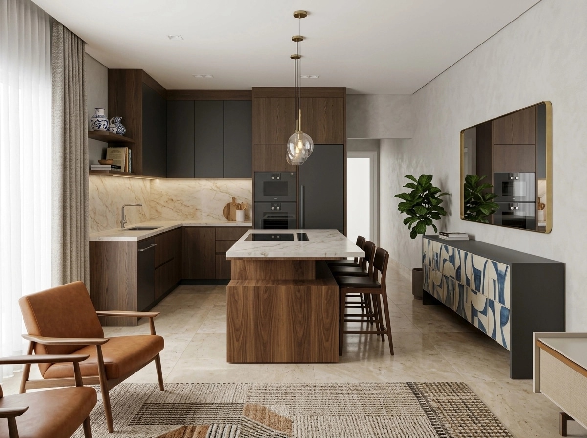 Interior design in Portuguese Modern style — Kitchen by GenRoom AI
