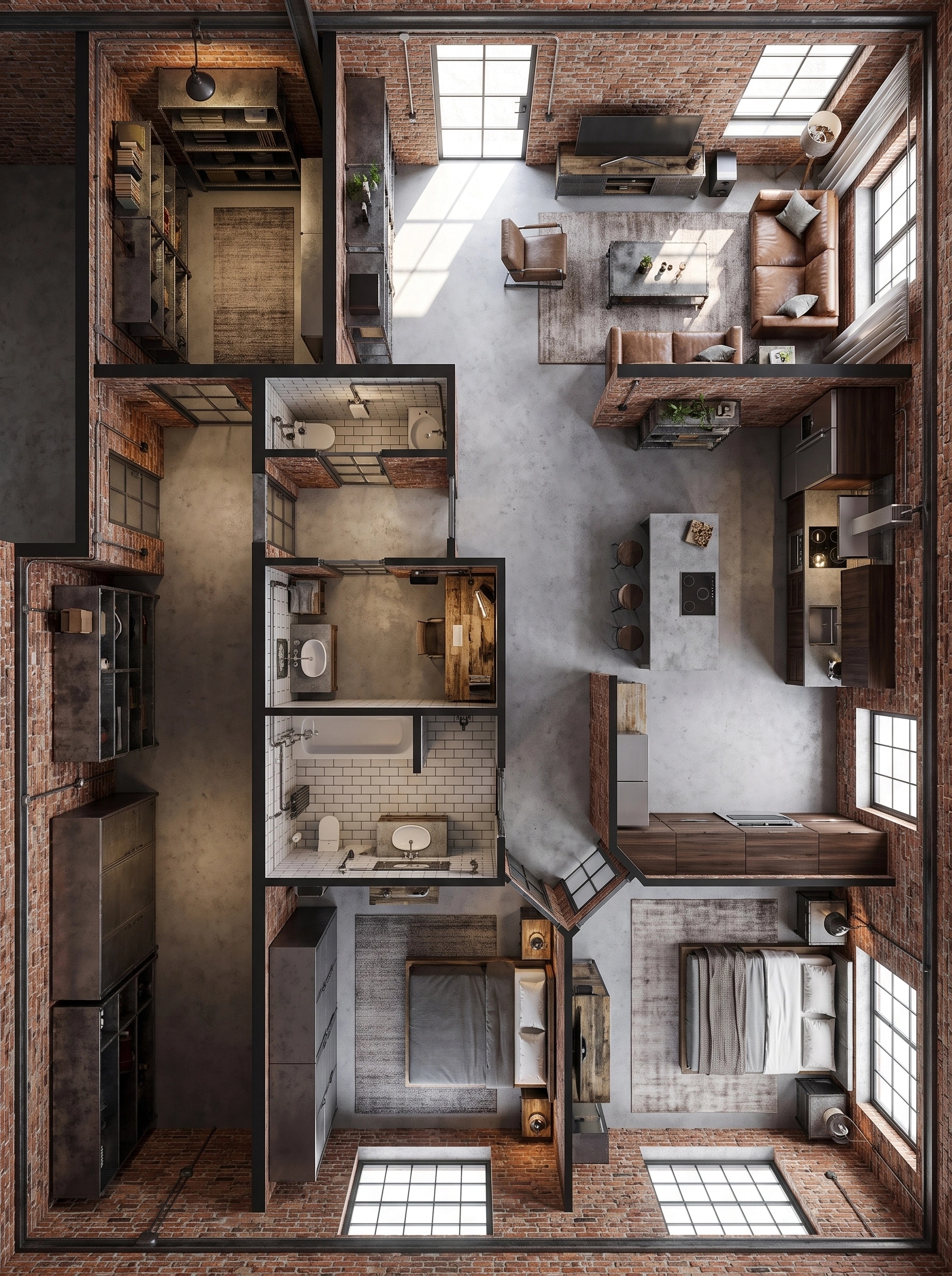 Interior design in Loft / Industrial style — Living Room by GenRoom AI
