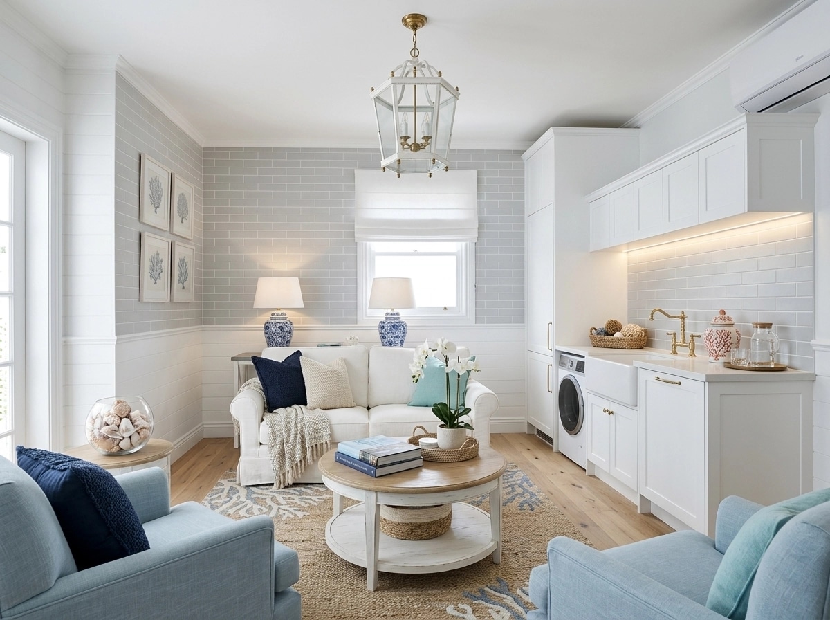 Interior design in Coastal / Hamptons style — Living Room by GenRoom AI