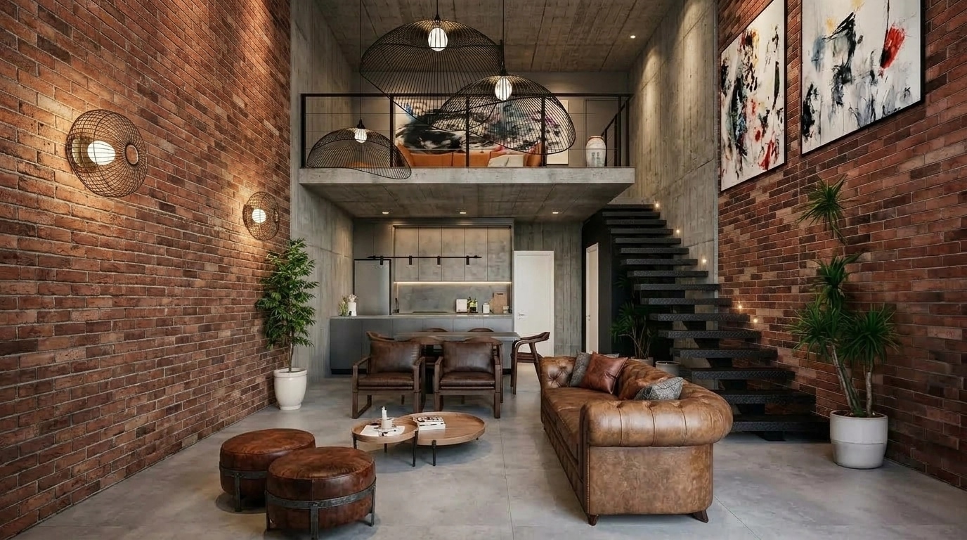 Interior design in Loft / Industrial style — Living Room by GenRoom AI
