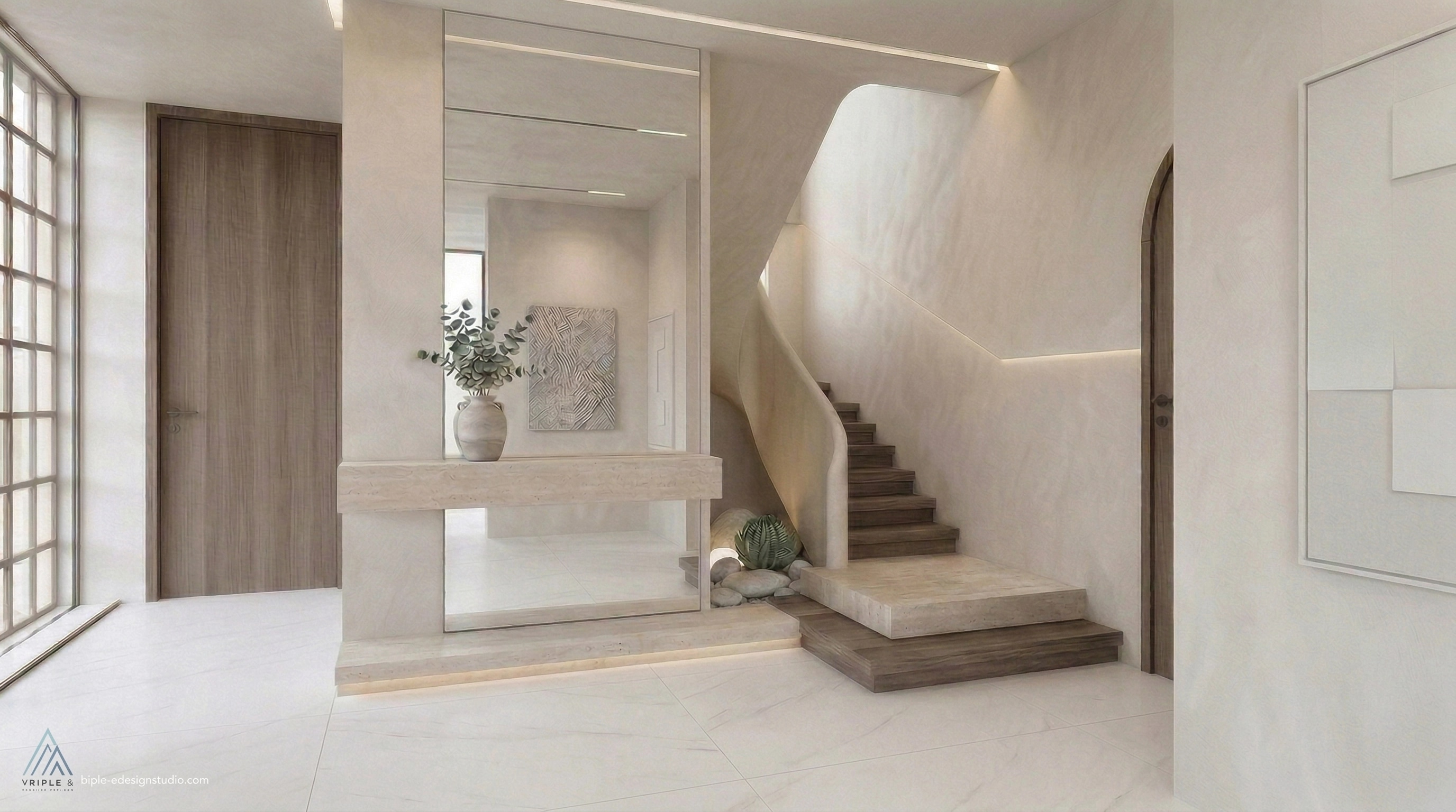 Hallway interior in Mediterranean style — photo by GenRoom AI