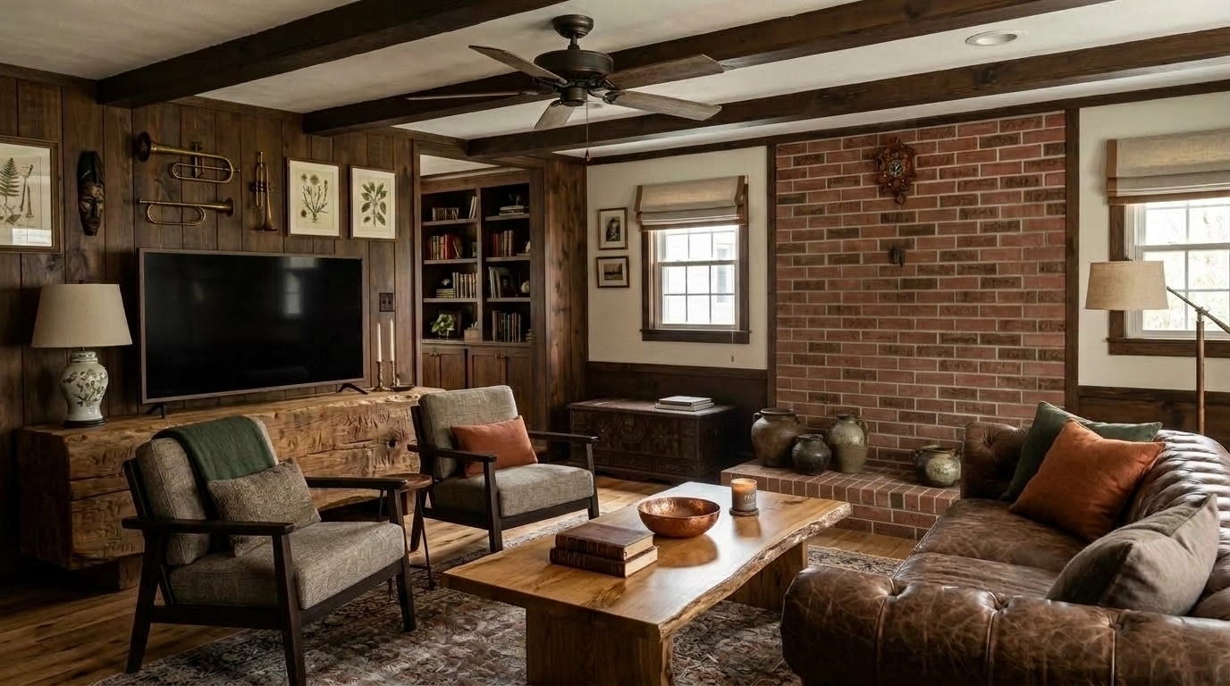 Interior design in Rustic style — Living Room by GenRoom AI