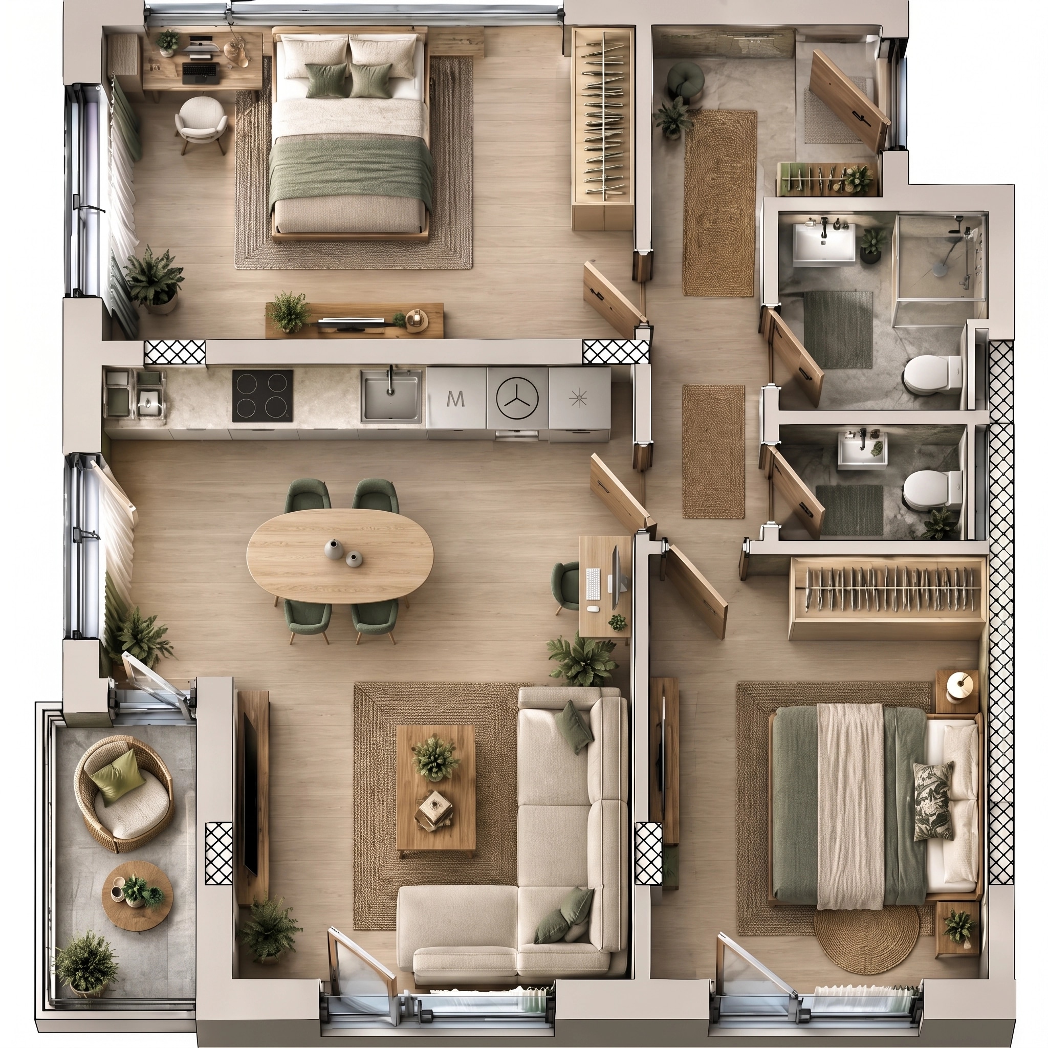 Interior design in Biophilic style — Living Room by GenRoom AI