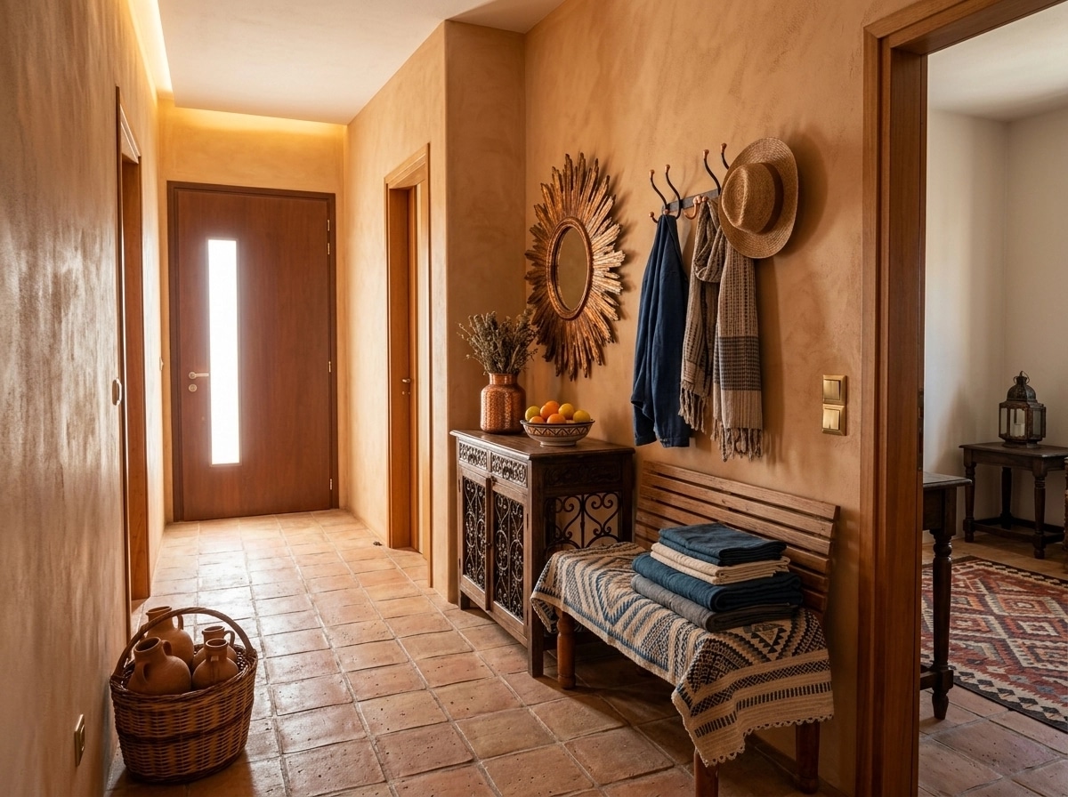 Hallway interior in Mediterranean style — photo by GenRoom AI