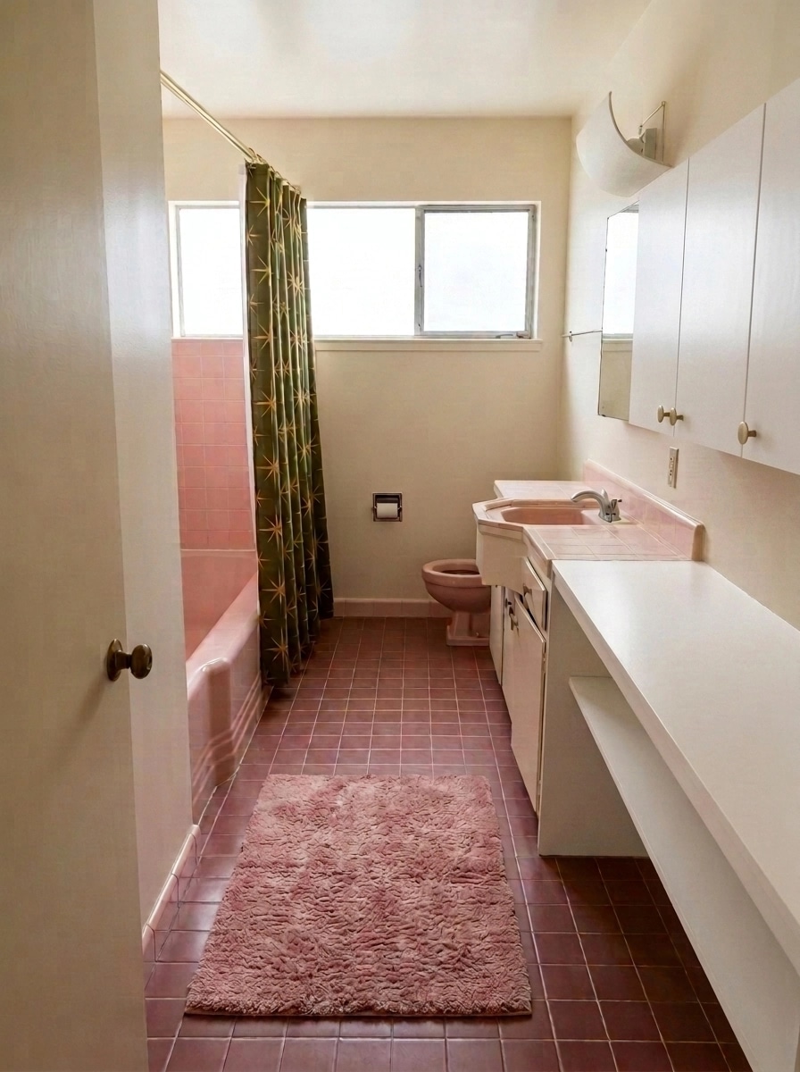 Bathroom interior in Mid-Century Modern style — photo by GenRoom AI