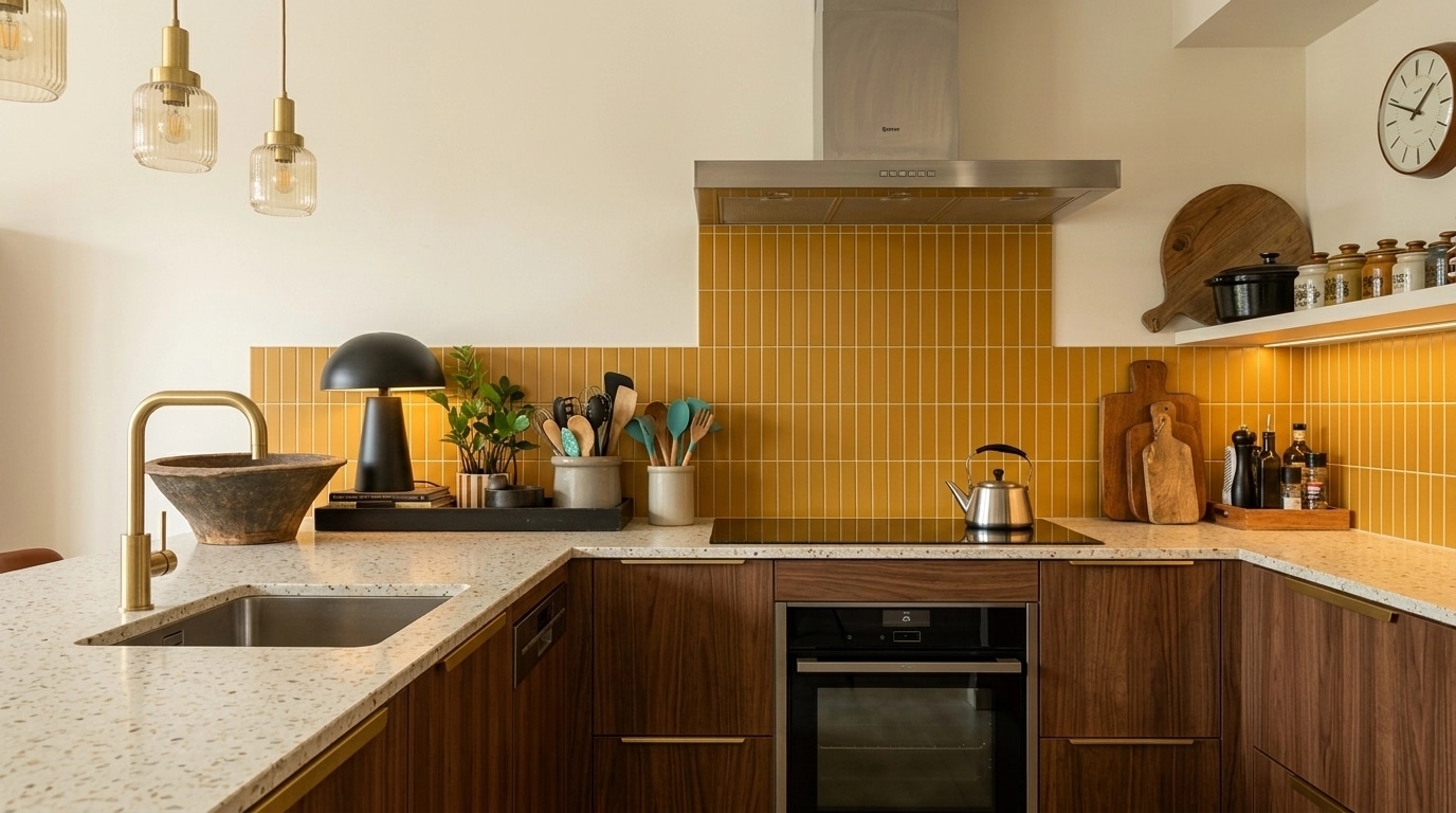 Interior design in Mid-Century Modern style — Kitchen by GenRoom AI