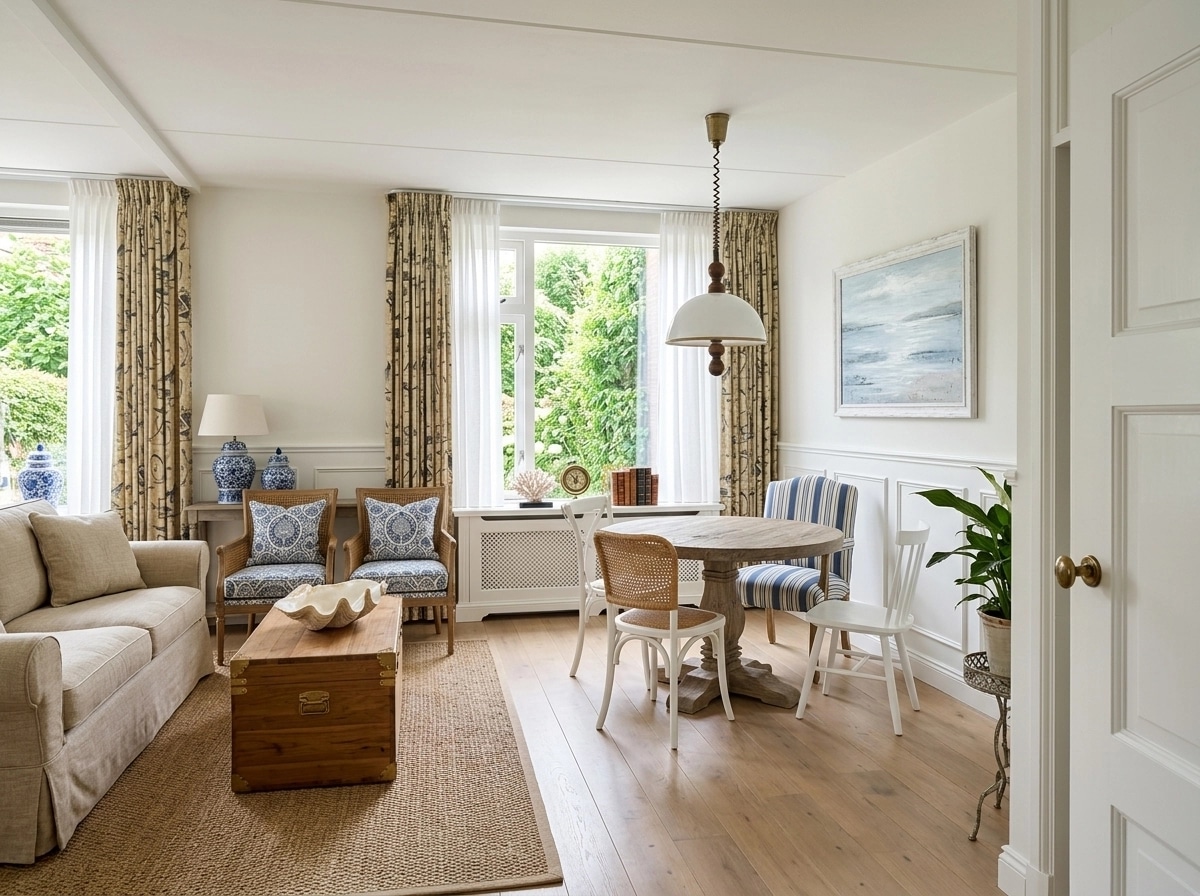 Interior design in Coastal / Hamptons style — Living Room by GenRoom AI