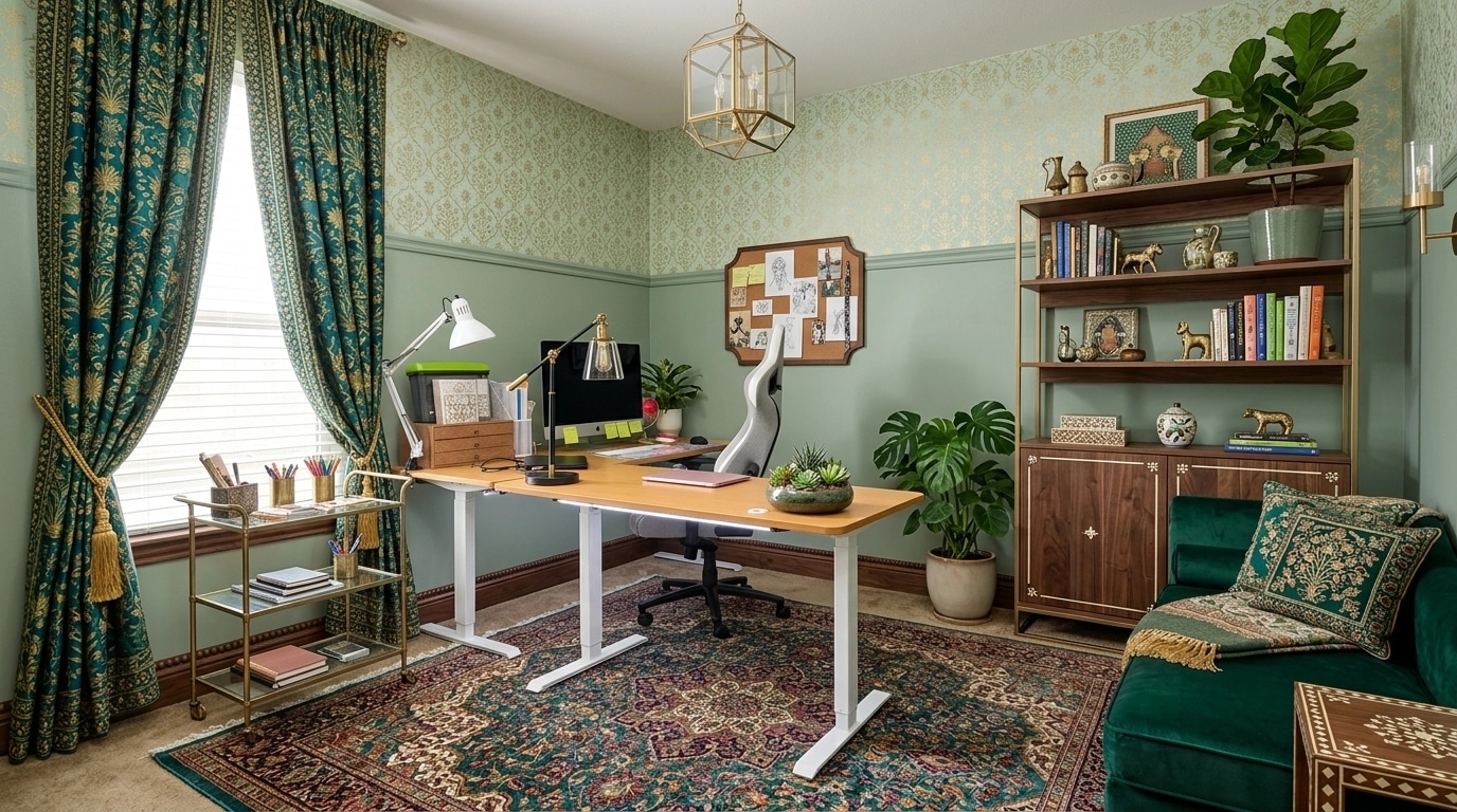 Design de interiores em estilo Maximalist — home_office por GenRoom AI