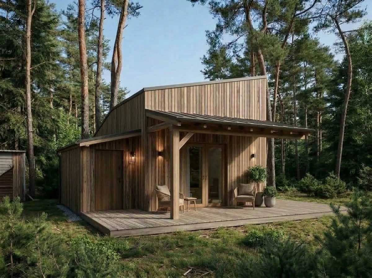 Facade design in Barnhouse Facade style — photo by GenRoom AI