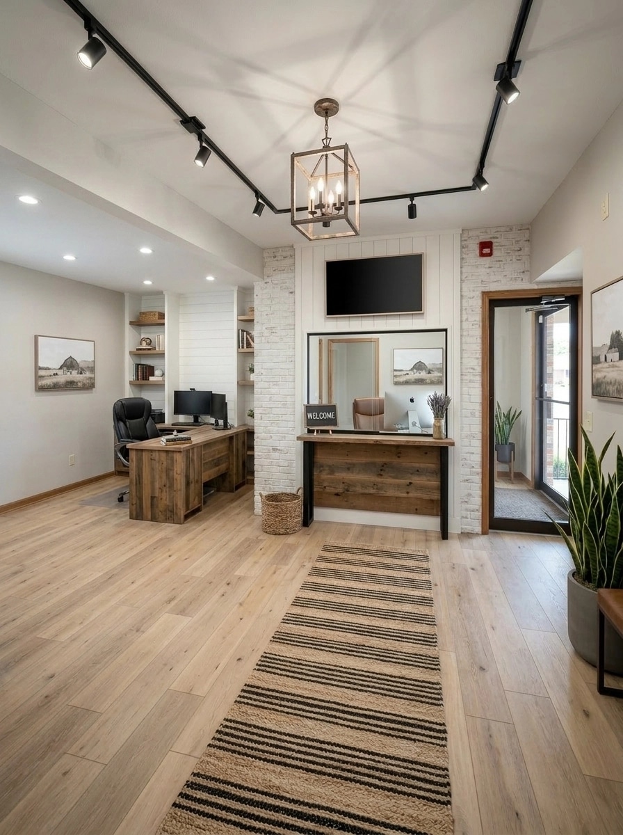 Office interior in Modern Farmhouse style — photo by GenRoom AI
