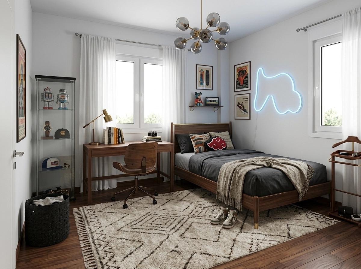 Interior design in Mid-Century Modern style — Bedroom by GenRoom AI
