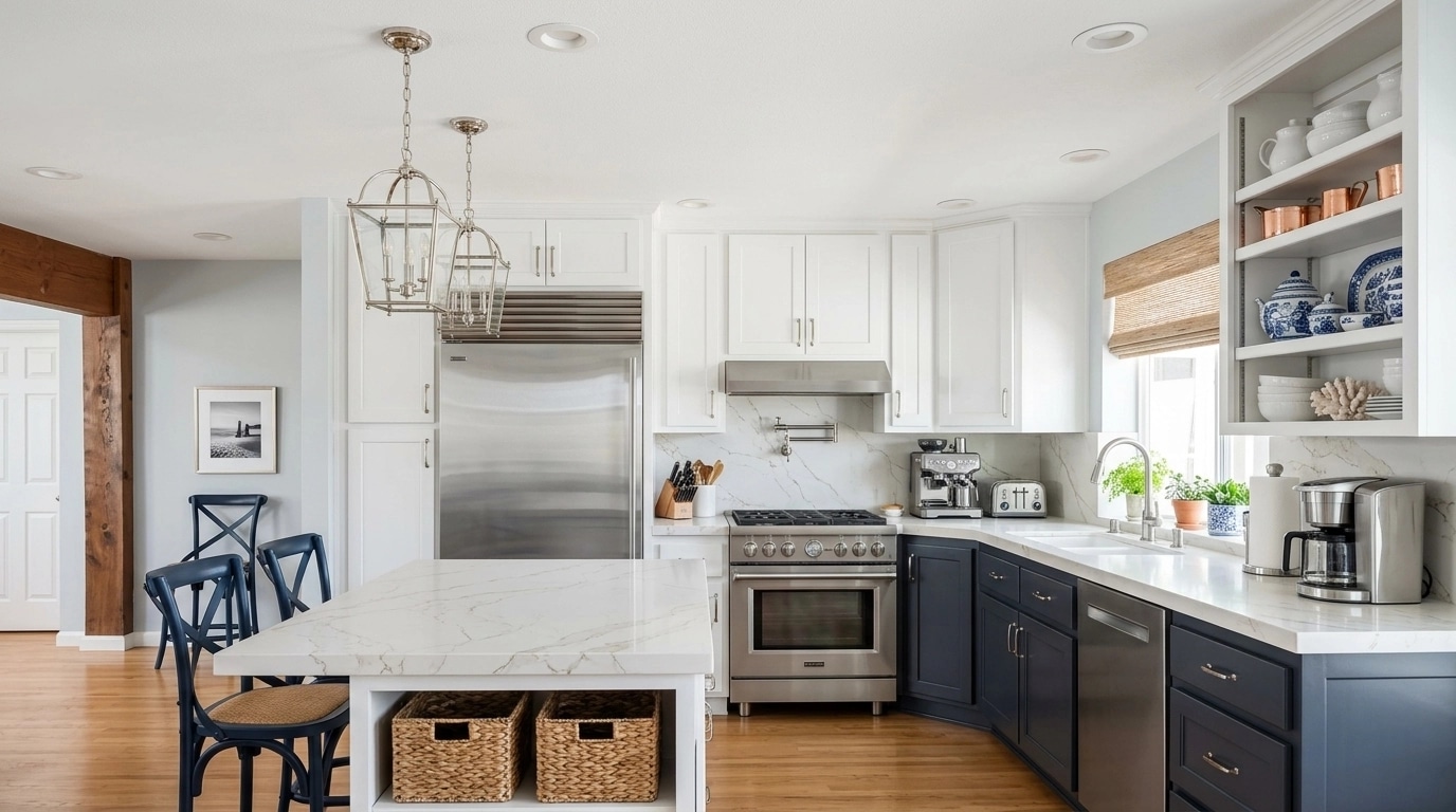 Diseño de interiores en estilo Coastal / Hamptons — Cocina por GenRoom AI