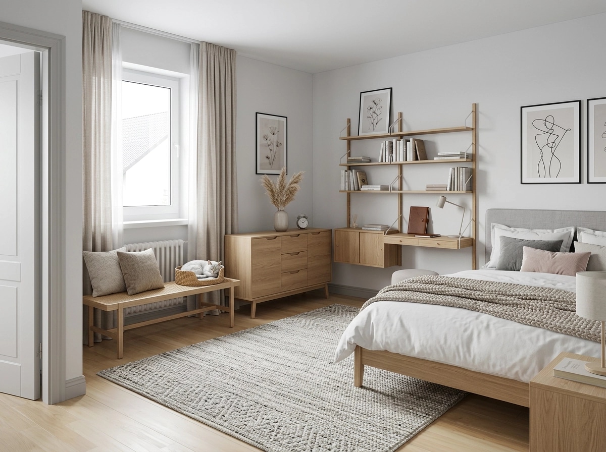 Scandinavian Bedroom design — interior photo by GenRoom AI
