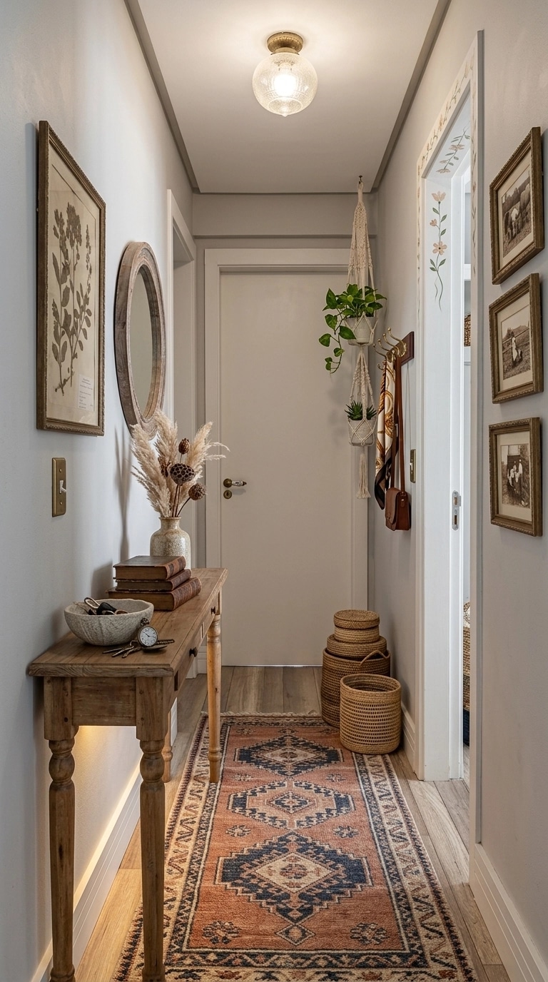 Hallway interior in Bohemian style — photo by GenRoom AI
