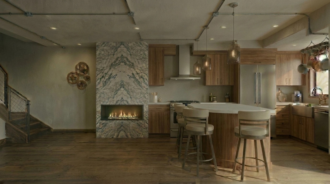Loft / Industrial Kitchen design — interior photo by GenRoom AI