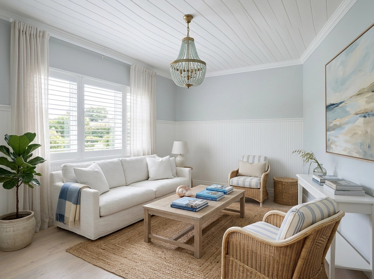 Interior design in Coastal / Hamptons style — Living Room by GenRoom AI