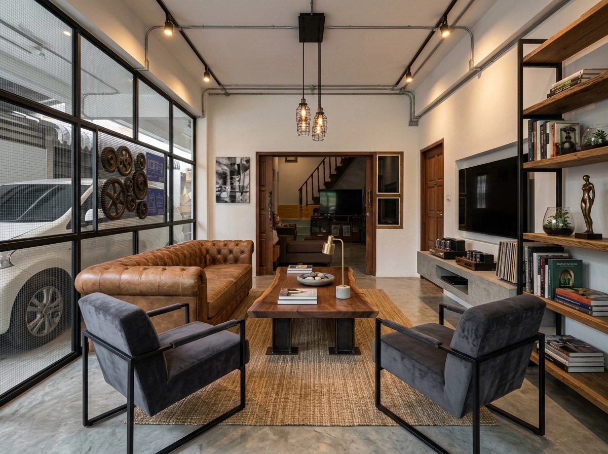 Interior design in Loft / Industrial style — Living Room by GenRoom AI