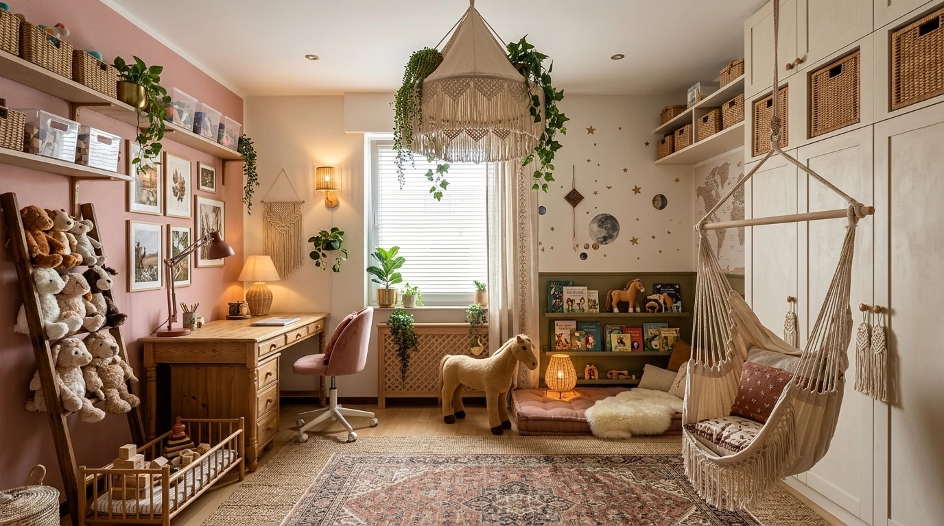 Interior design in Bohemian style — Kids Room by GenRoom AI