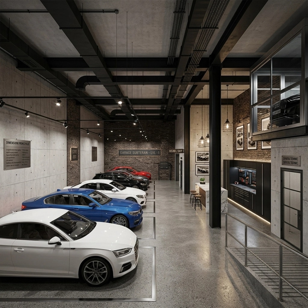 Interior design in Loft / Industrial style — garage by GenRoom AI