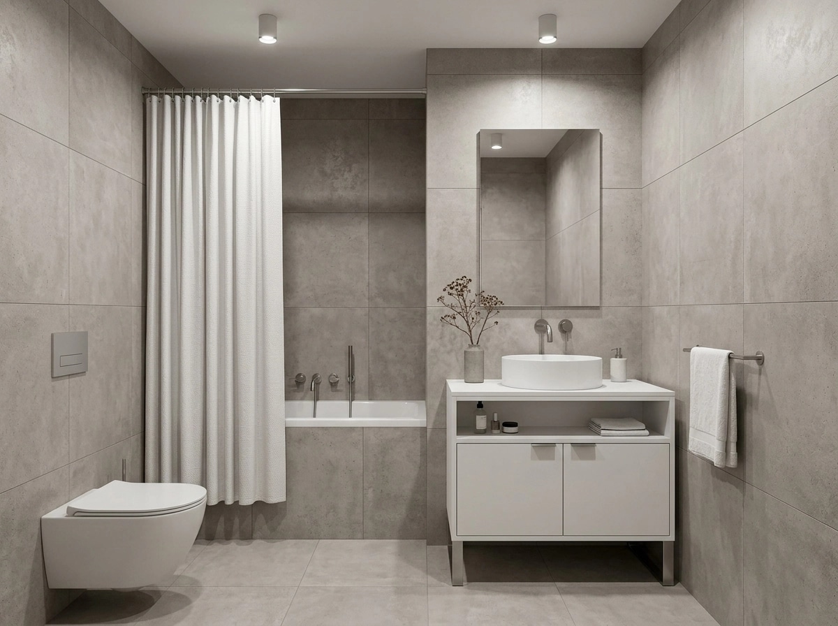 Bathroom interior in Minimalism style — photo by GenRoom AI