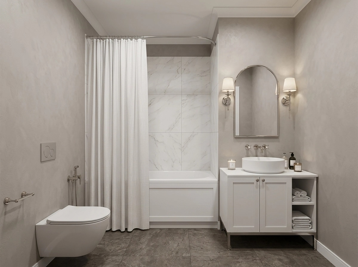 Transitional Bathroom design — interior photo by GenRoom AI
