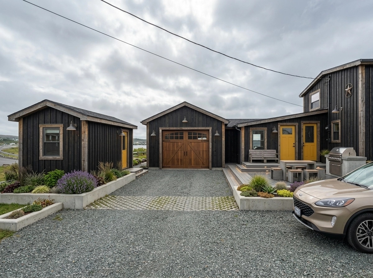 Facade design in Barnhouse Facade style — photo by GenRoom AI