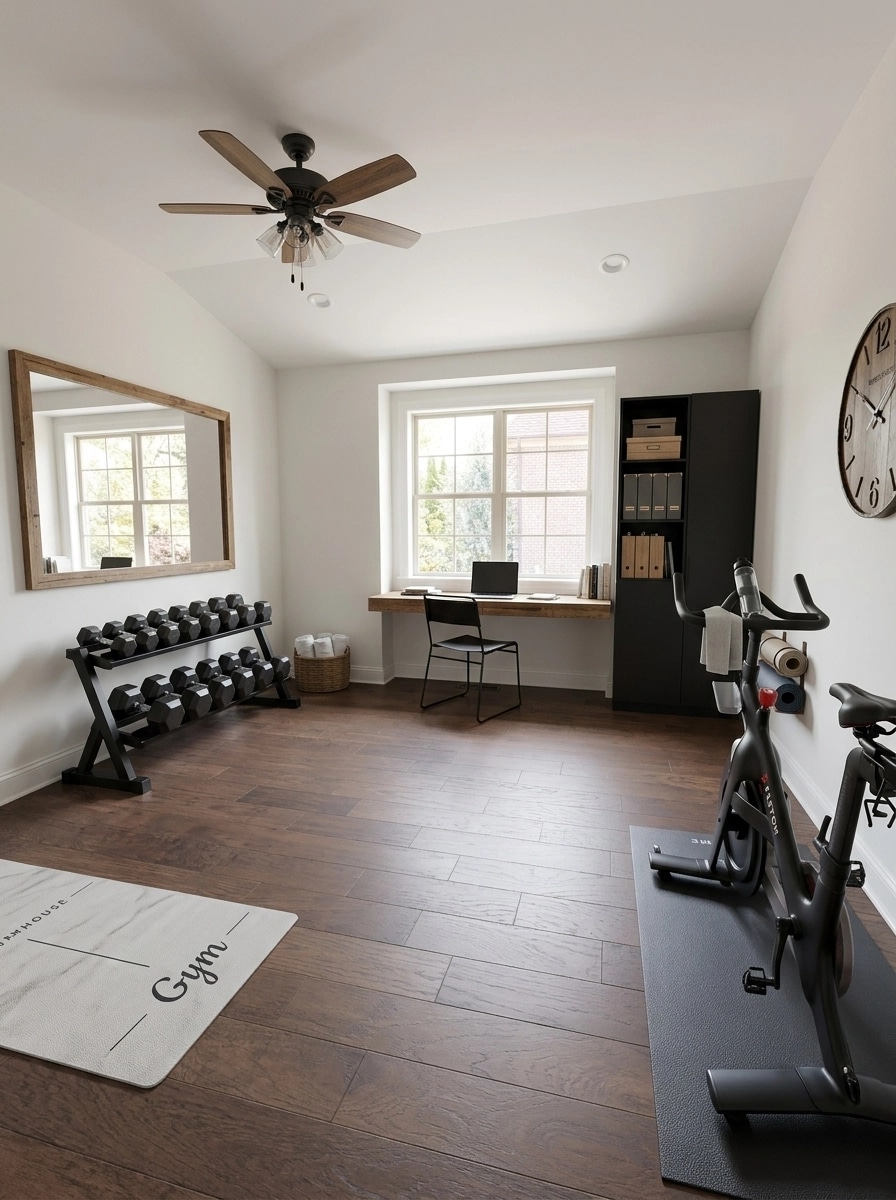 Interior design in Modern Farmhouse style — gym by GenRoom AI