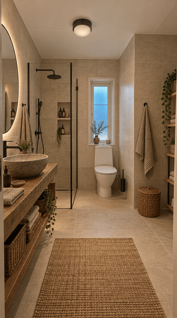 Bathroom interior in Rustic style — photo by GenRoom AI