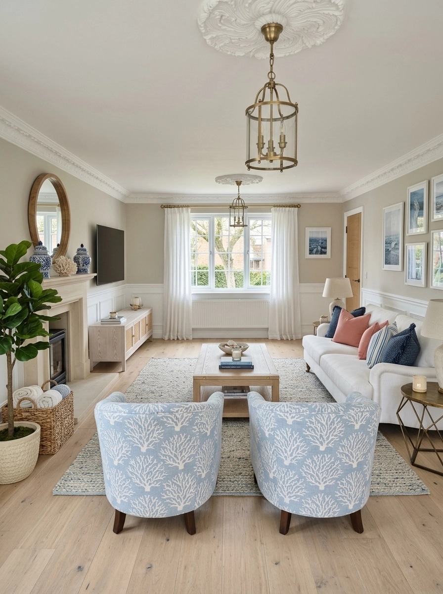 Interior design in Coastal / Hamptons style — Living Room by GenRoom AI