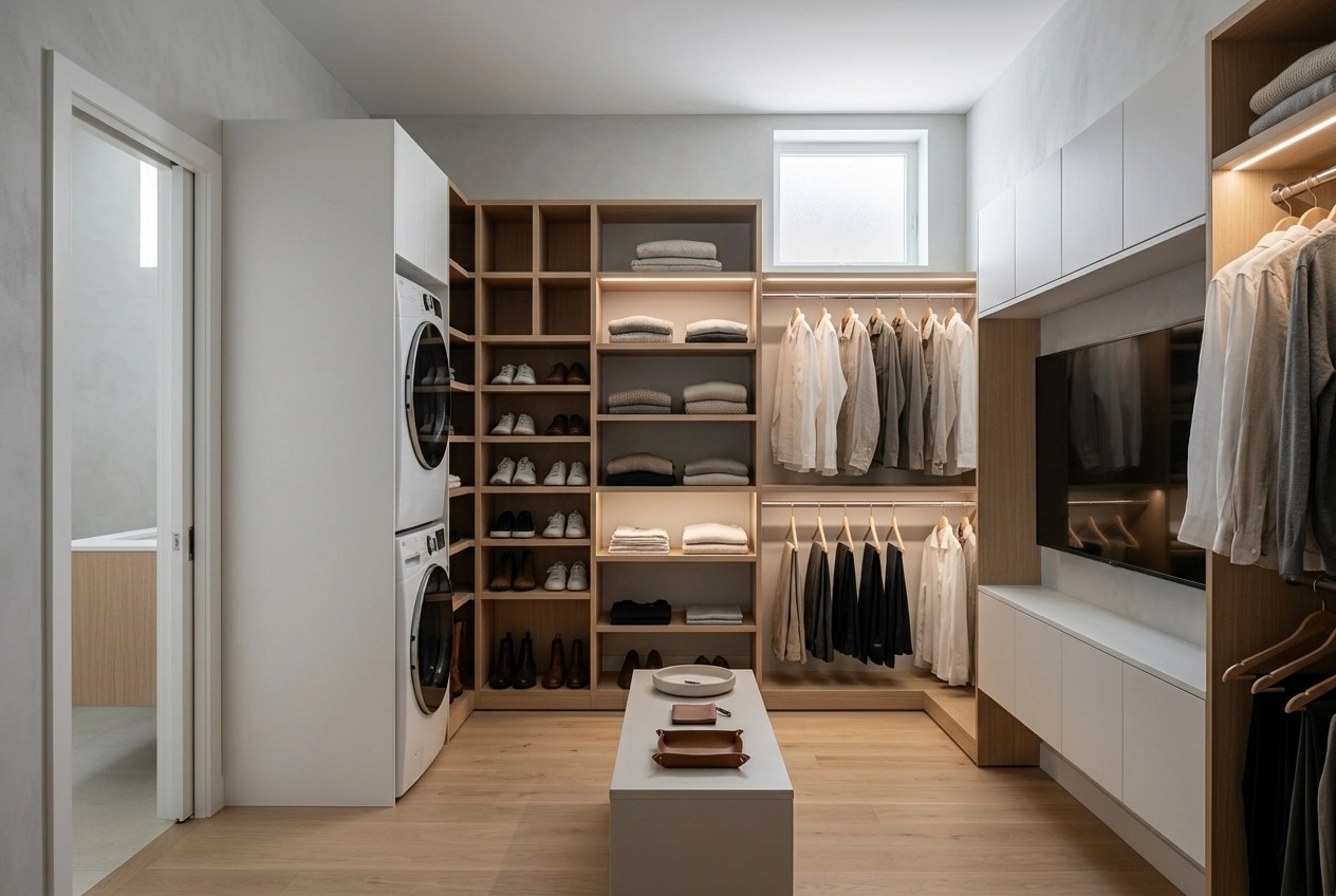 Interior design in Minimalism style — wardrobe by GenRoom AI