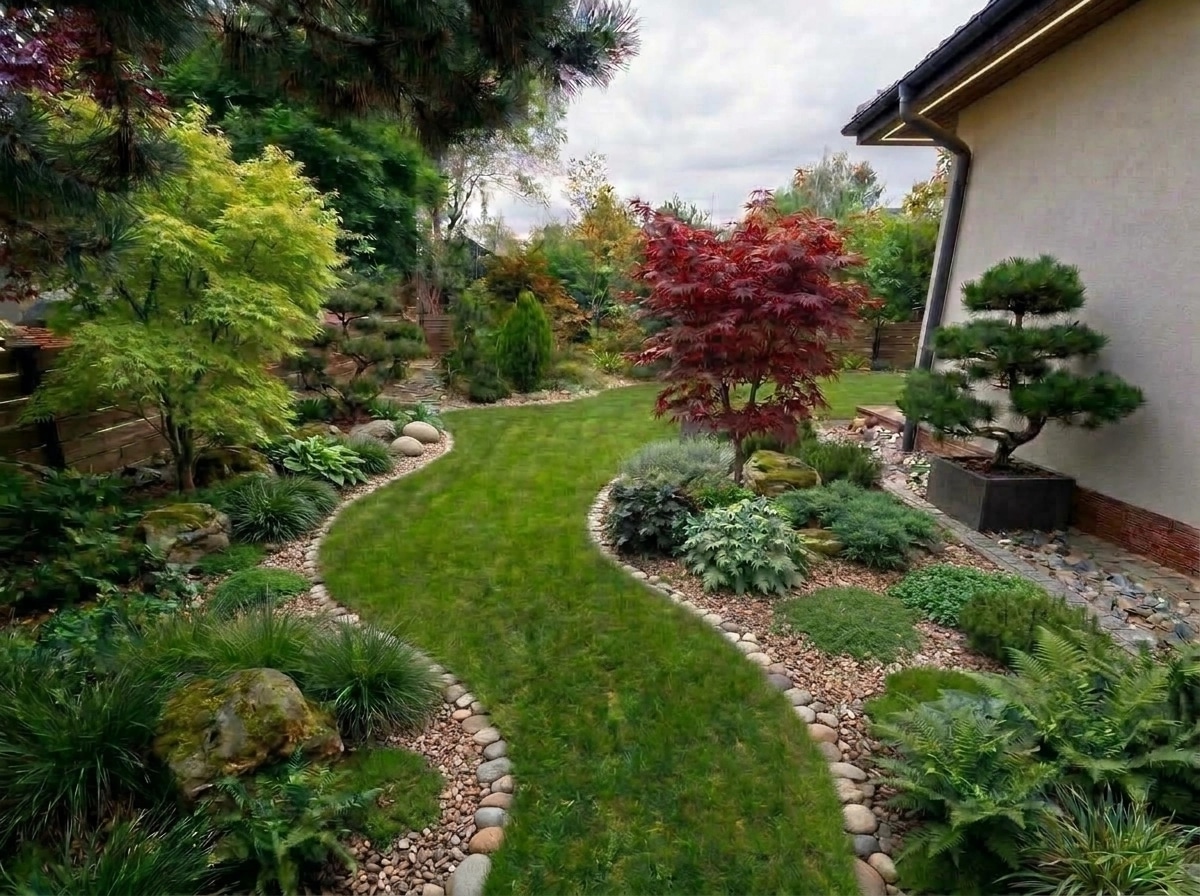 Landscape design in Scandinavian Garden style — Yard by GenRoom AI