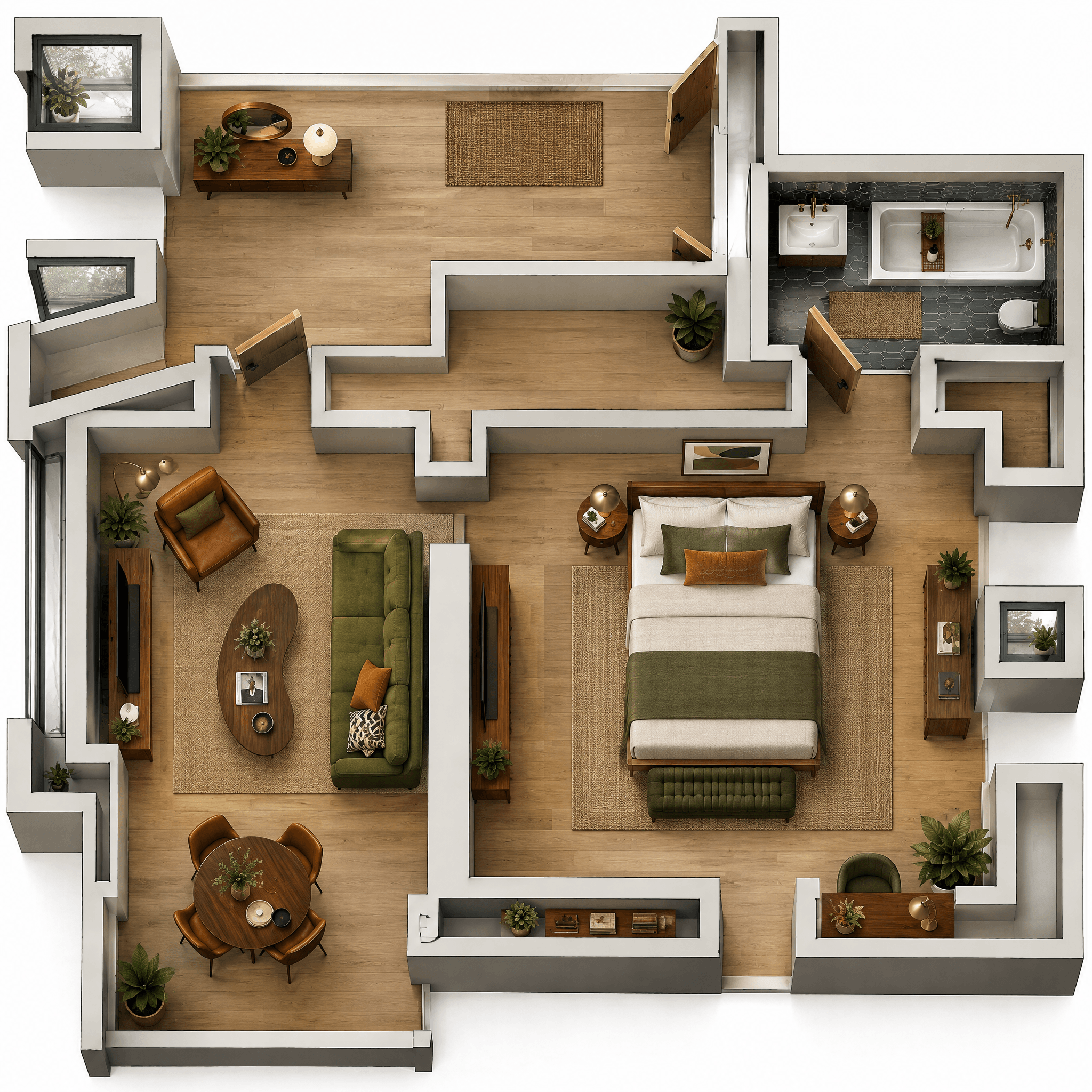 Mid-Century Modern Living Room design — interior photo by GenRoom AI
